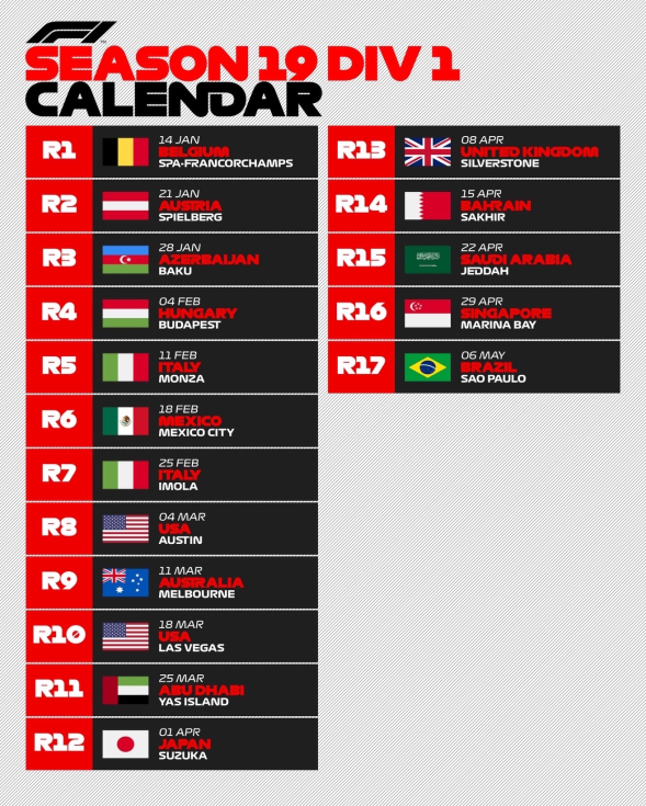 Season 16 Calendar